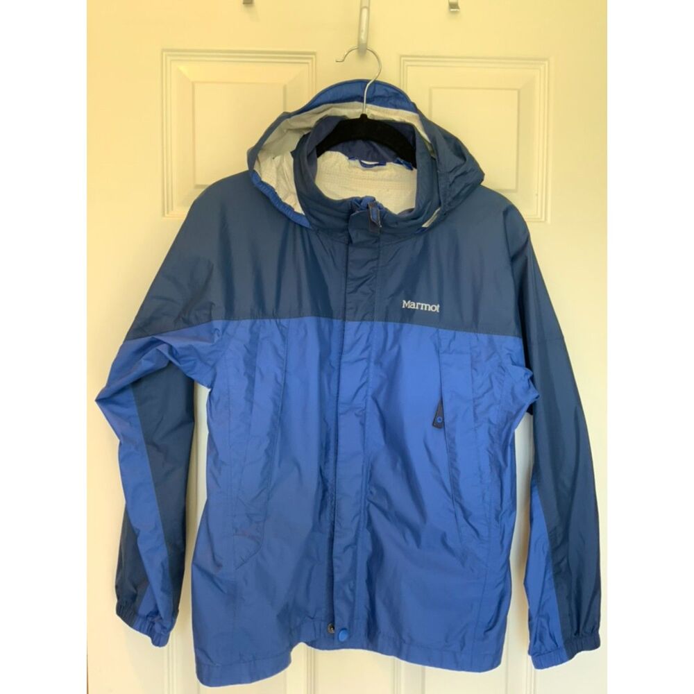 Marmot Blue Hooded Waterproof Rain Jacket — Size XS